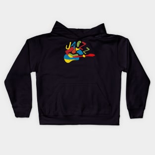 Abstract Style Jazz Guitarist Kids Hoodie